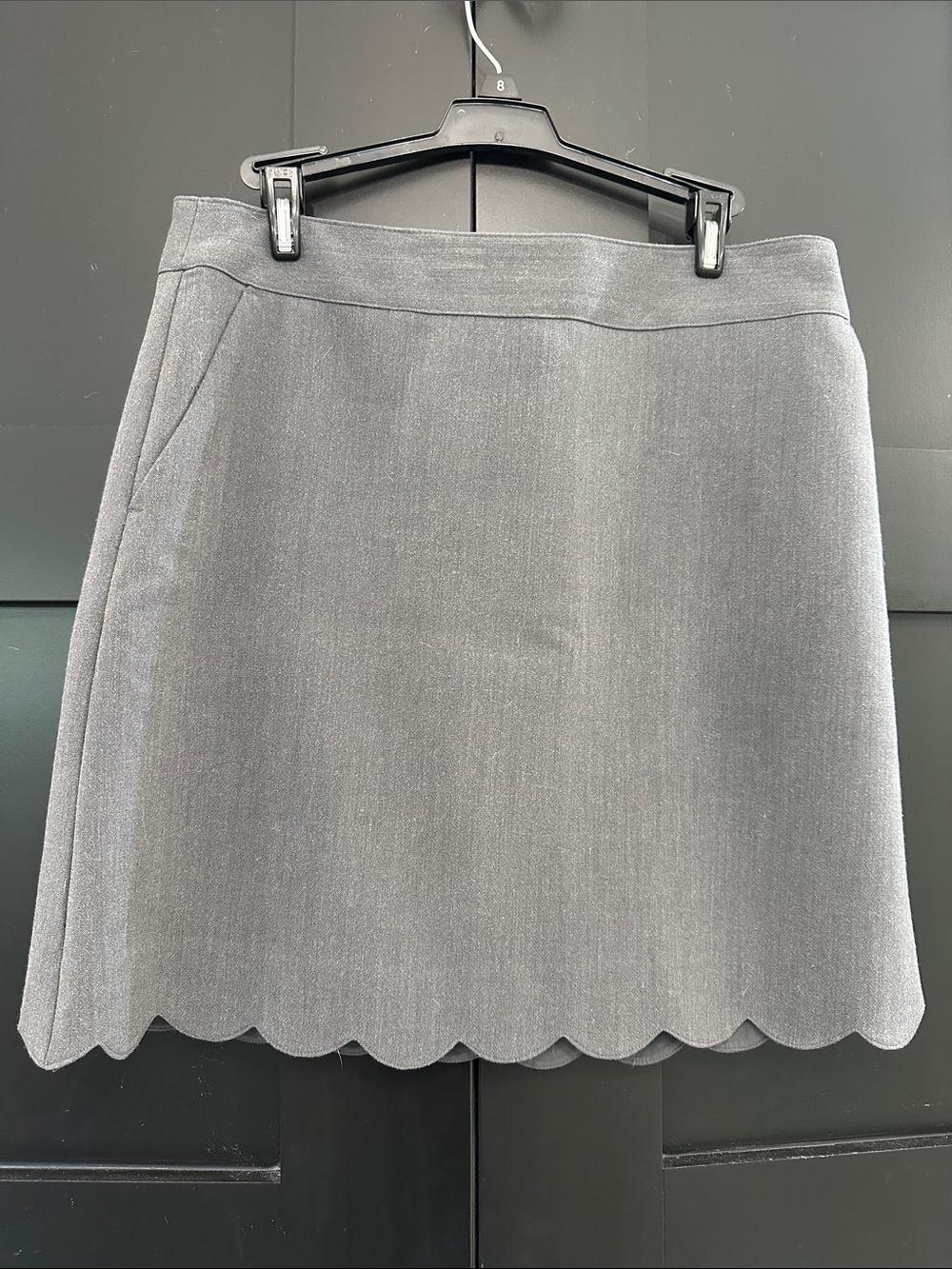 LOFT Gray Scalloped Hem Mini Skirt